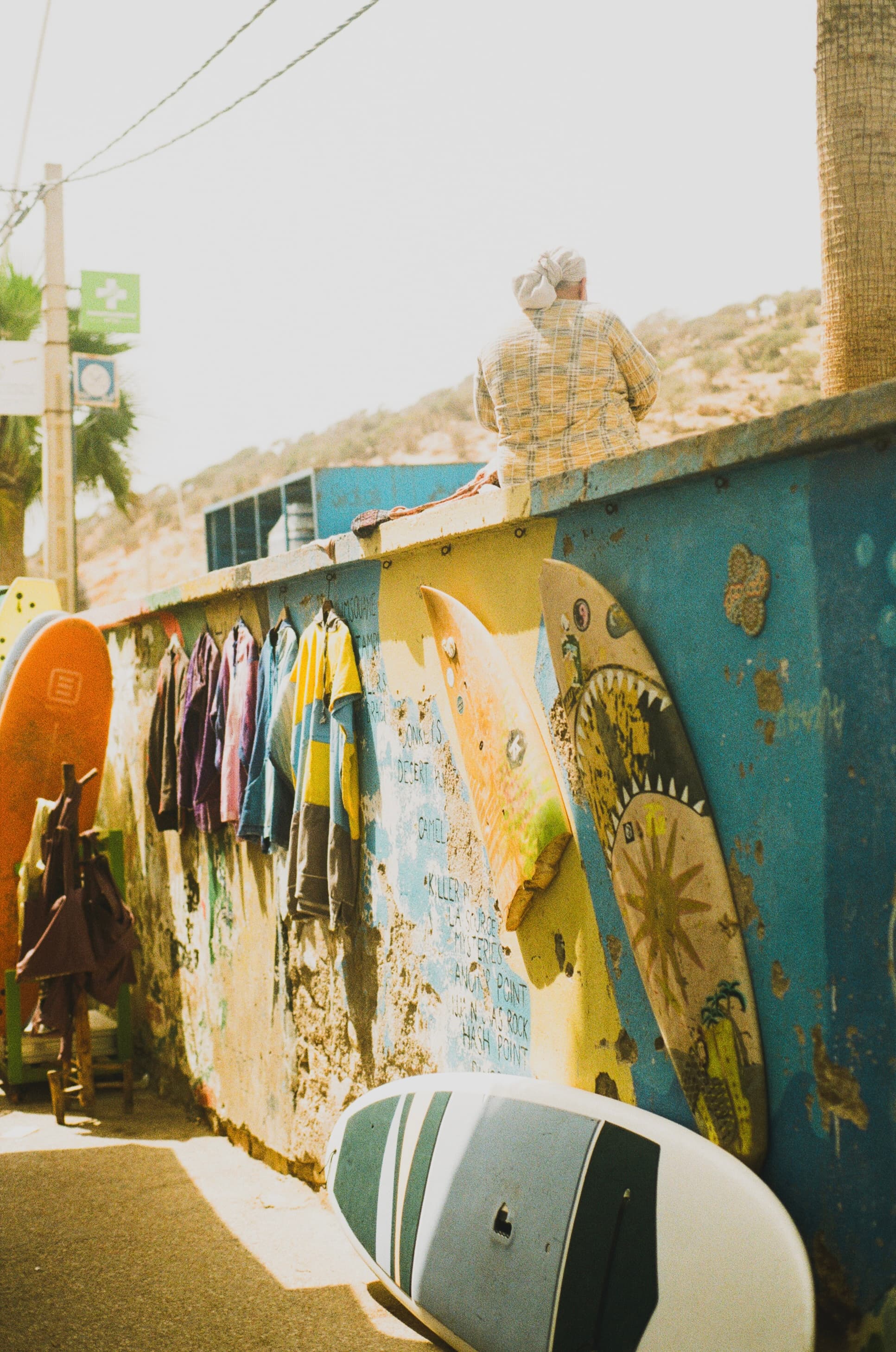 Boards against the wall
